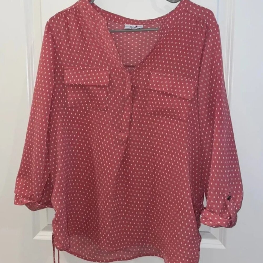 Pink and white polka dot blue XL